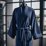 100% Turkish Cotton Mid-Calf Bathrobe with Pockets - Presidential Comfort